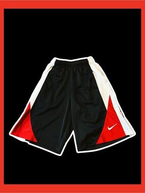 ◼️NIKE: Boy size S, red/white/black w/logo athletic shorts, preowned◼️